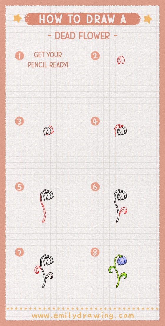how to draw a dead flower pinterest pin